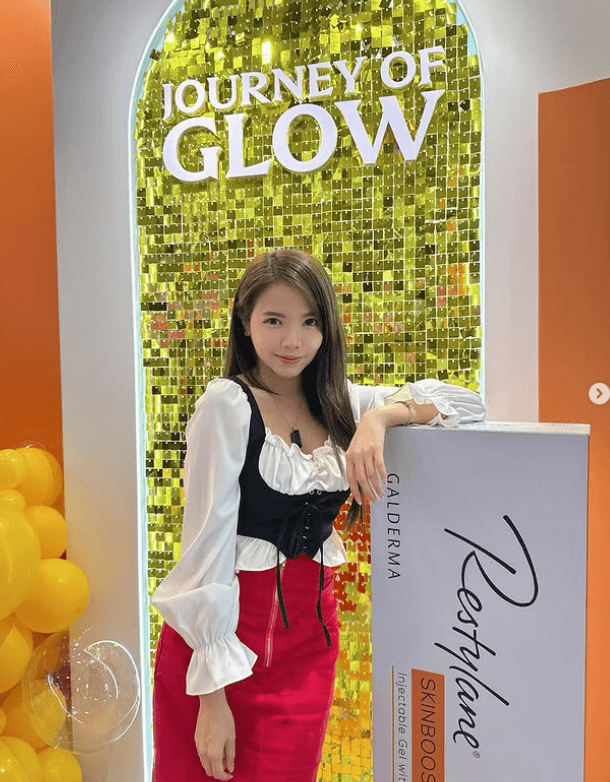 Beauty creator attending a branded skincare event