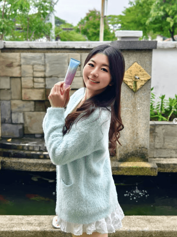 Skincare creator presenting a campaign product