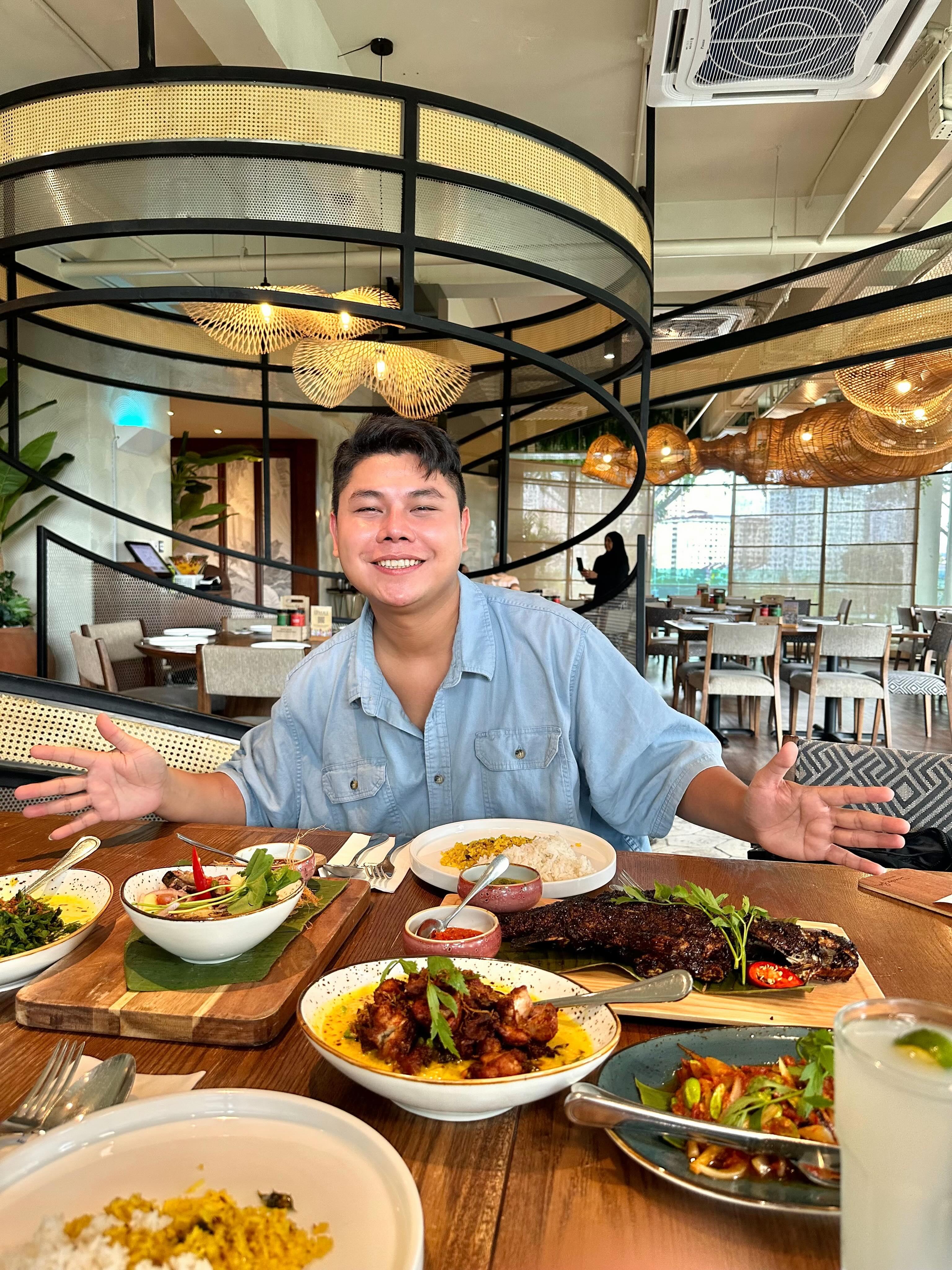 Food creator filming content inside a restaurant